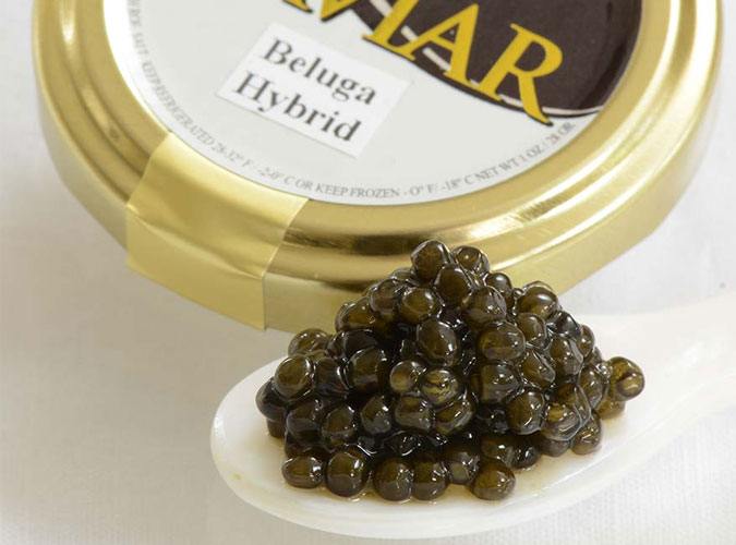 Teaspoon of fresh beluga caviar by Markys, photo by Gourmet Food Store