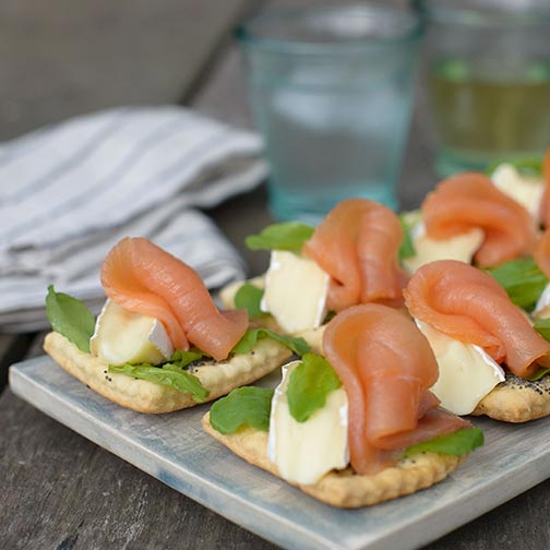 Smoked Salmon Over Poppyseed Crackers Recipe Photo [1]